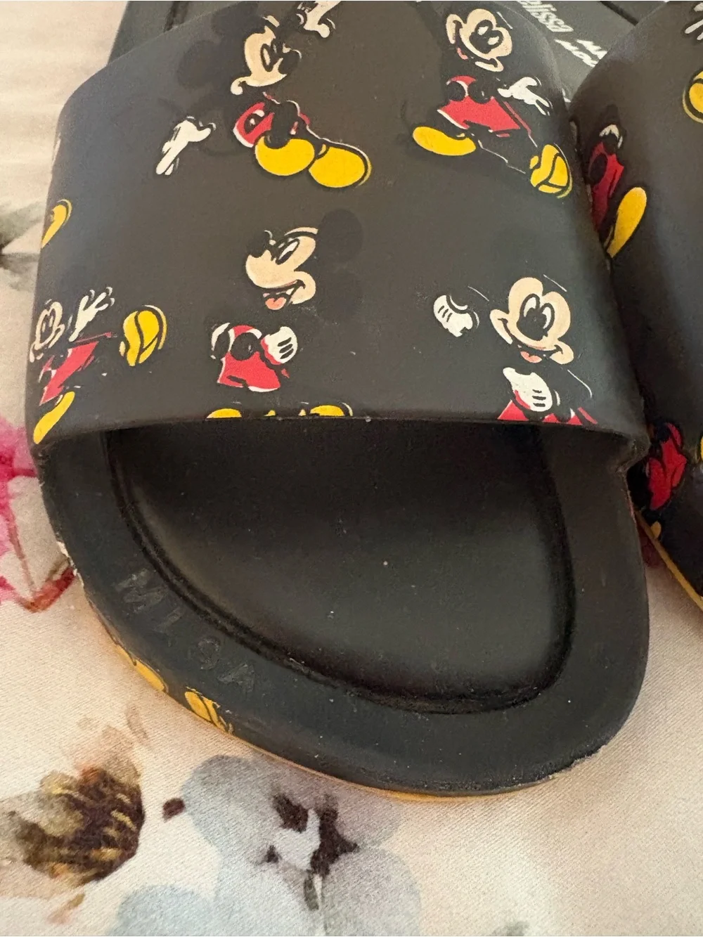 Mini Melissa Kids Black Mickey Mouse Disney Slides sandals size us 3-4
